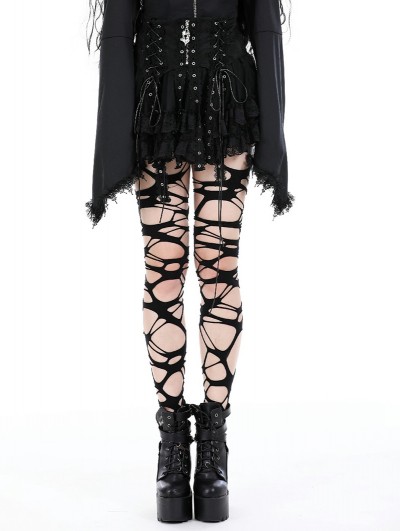Dark in love Black Gothic Punk Rock Eyelet Drop Tulle Mini Skirt