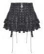 Dark in love Black Gothic Punk Rock Eyelet Drop Tulle Mini Skirt