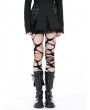 Dark in love Black Gothic Punk Metal Ring Pleated Mini Skirt