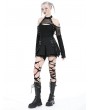 Dark in love Black Gothic Punk Metal Ring Pleated Mini Skirt