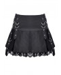Dark in love Black Gothic Punk Metal Ring Pleated Mini Skirt