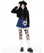 Dark in love Blue and Black Plaid Gothic Punk Ruffle Heart Mini Skirt