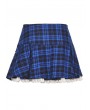 Dark in love Blue and Black Plaid Gothic Punk Ruffle Heart Mini Skirt