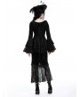 Dark in love Black Gothic Long Velvet Lace Splicing Fishtail Skirt