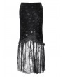 Dark in love Black Gothic Long Velvet Lace Splicing Fishtail Skirt