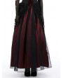 Dark in love Black and Red Gothic Flower Tasseled Long Mesh Skirt