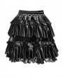 Dark in love Black Gothic Lolita Frilly Layered Velvet Mini Skirt