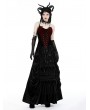 Dark in love Black Gothic Vintage Frilly Wavy Velvet Long Skirt