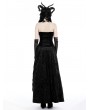 Dark in love Black Gothic Vintage Frilly Wavy Velvet Long Skirt