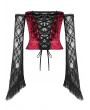 Dark in love Burgundy Gothic Sexy Shoulder Lace Sleeves Corset Top for Women