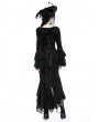 Dark in love Black Vintage Gothic Goddess Elegant Velvet Top for Women