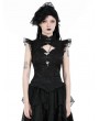 Dark in love Black Gothic Retro Embroidered Top for Women