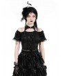 Dark in love Black Gothic Lace-Up Sexy Hollow Out Short Top for Women