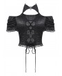 Dark in love Black Gothic Lace-Up Sexy Hollow Out Short Top for Women
