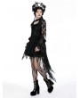 Dark in love Black Gothic Sexy Perspective Lace Petal Sleeve Top for Women