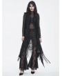 Devil Fashion Black Gothic Sleeveless Hooded Lace Tasseled Vest for Women