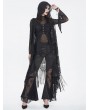 Devil Fashion Black Gothic Sleeveless Hooded Lace Tasseled Vest for Women