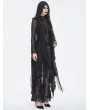 Devil Fashion Black Gothic Sleeveless Hooded Lace Tasseled Vest for Women