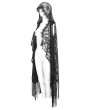 Devil Fashion Black Gothic Sleeveless Hooded Lace Tasseled Vest for Women