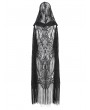 Devil Fashion Black Gothic Sleeveless Hooded Lace Tasseled Vest for Women