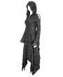Devil Fashion Black Gothic Punk Irregular Distressed Hooded Jacket for Women