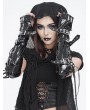 Devil Fashion Black Gothic Punk Fashion Faux Leather Lace-Up Gloves for Women