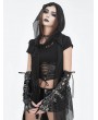 Devil Fashion Black Gothic Punk Fashion Faux Leather Lace-Up Gloves for Women