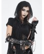 Devil Fashion Black Gothic Punk Fashion Faux Leather Lace-Up Gloves for Women
