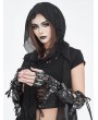 Devil Fashion Black Gothic Punk Fashion Faux Leather Lace-Up Gloves for Women