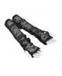 Devil Fashion Black Gothic Punk Buckle Belt Fingerless Mesh Gloves for Women