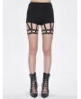 Devil Fashion Black Gothic Punk Elastic Leg Loop Garter Hot Pants for Women