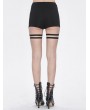 Devil Fashion Black Gothic Punk Elastic Leg Loop Garter Hot Pants for Women