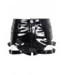 Devil Fashion Black Gothic Punk Faux Leather Garter Belt Hot Pants for Women