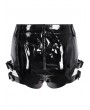 Devil Fashion Black Gothic Punk Faux Leather Garter Belt Hot Pants for Women