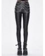 Devil Fashion Black Gothic Punk Metal Layered Chain Skinny Pants for Women