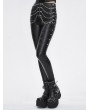 Devil Fashion Black Gothic Punk Metal Layered Chain Skinny Pants for Women