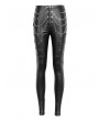 Devil Fashion Black Gothic Punk Metal Layered Chain Skinny Pants for Women