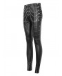 Devil Fashion Black Gothic Punk Metal Layered Chain Skinny Pants for Women