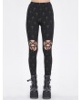 Devil Fashion Black Gothic Pentagram Cross Strap Hollow Out Leggings for Women