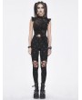 Devil Fashion Black Gothic Pentagram Cross Strap Hollow Out Leggings for Women