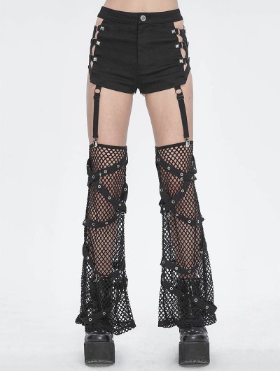 Devil Fashion Black Gothic Punk Detachable Leg Warmers Flared Hot Pants for Women