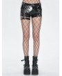 Devil Fashion Black Gothic Punk Side Loop Faux Leather Hot Pants for Women