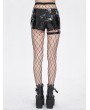 Devil Fashion Black Gothic Punk Side Loop Faux Leather Hot Pants for Women
