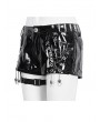 Devil Fashion Black Gothic Punk Side Loop Faux Leather Hot Pants for Women