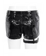 Devil Fashion Black Gothic Punk Side Loop Faux Leather Hot Pants for Women