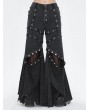 Devil Fashion Black Gothic Punk Eyelets Long Flared Pants for Women