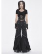 Devil Fashion Black Gothic Punk Eyelets Long Flared Pants for Women