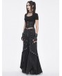 Devil Fashion Black Gothic Punk Eyelets Long Flared Pants for Women