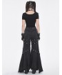 Devil Fashion Black Gothic Punk Eyelets Long Flared Pants for Women