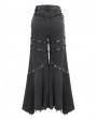 Devil Fashion Black Gothic Punk Eyelets Long Flared Pants for Women